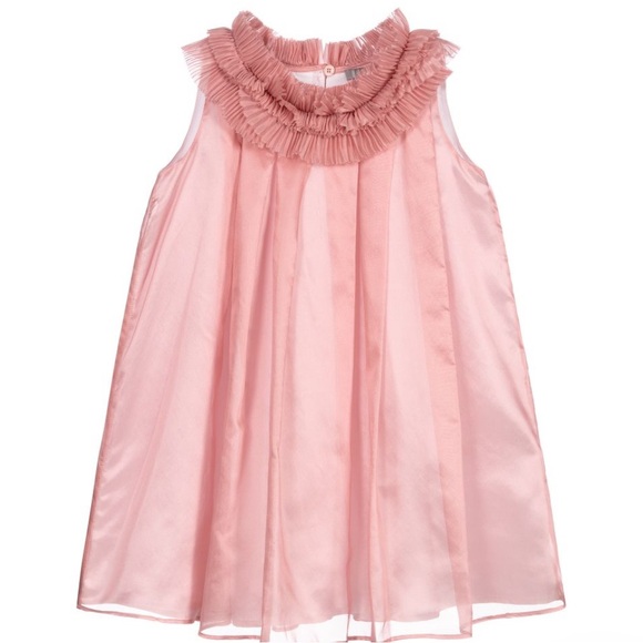 Il Gufo Clay Red Pink Sleeveless Ruffle Dress